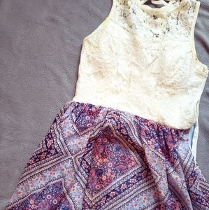 Lace top short dress